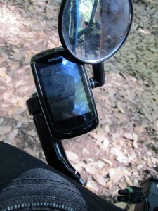 The garmin sitting securely in it's mount