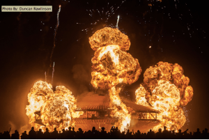 The space ship takes off