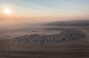 The map  of Burning Man Black Rock City from above. 65,000 people