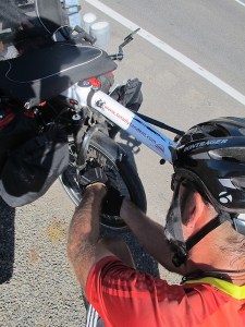 Cutting loose spoke number 18. Our 6th and final broken spoke of the day.