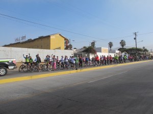 When we left Ensenada, we came across this organised ride. All the cyclists were lining up ready to go and went absolutely nuts as we rode past. It was pretty cool.