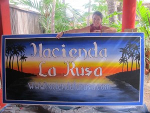 The very talented Brenna Quinlan and the sign she painted for the Hacienda. Check out more of her incredible work; http://www.brennaquinlan.com
