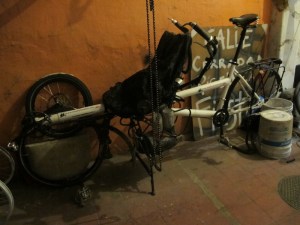 Poor old Falkor #1. Stripped bare and left sitting sad and lonely in the bike car park