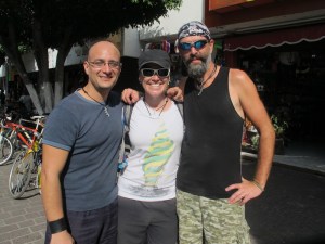 Hanging with Jorge in our fancy necklaces that Brendy made from Falkor's broken chain ring