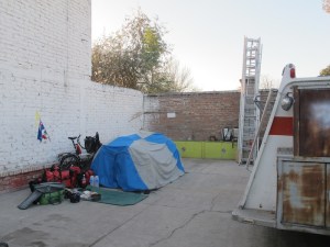 Our camp site at the fire station.