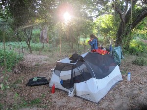 Camping by a river before Acapulco
