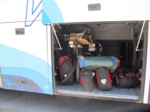 The brakes failed on the front and we had to catch a bus to Sien Fuego. Look at Falkor tucked in there!