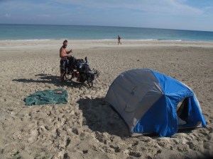 Beach camping in winter in Cuba means you will get wet. Very wet!