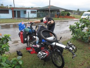 Hit a pot hole in a puddle
