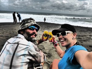 Celebrating a few days off at Playa Hermosa, local stylie