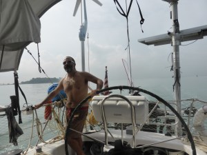 Captain Scott at the helm