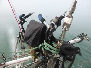 We secured Falkor to the back of the yacht for the canal. 