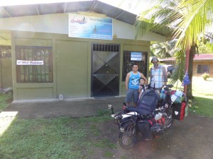 Outside 'Rio Bike, Cortes' with Alejandro & his daughter Melany
