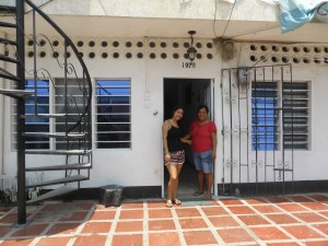 Sister 'Zulma' and Mum 'Fanny' outside their home in Cartagena