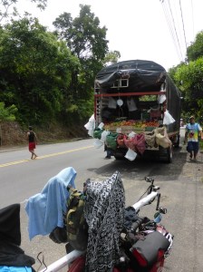 "we have to find somewhere to buy some veggies. No wait, here is a shop on a truck now'