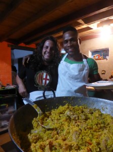 A party at the Casa, the footy boys make THE biggest paella ever!