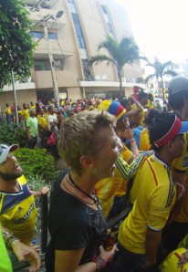Watching the World Cup game Colombia V Brasil