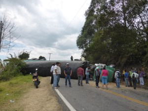 And trucks drive like maniacs. Glad we were out of the way when this happened.