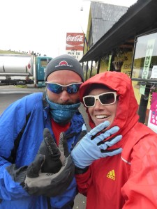 Thank goodness we have carted our SealSkinz waterproof gloves all this way. They block the wind like a treat on the downhills