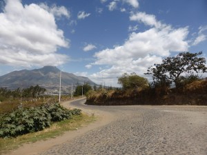Off road on cobble stones. Gorgeous but very slow going