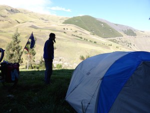 Camping in the back field of an old native lady