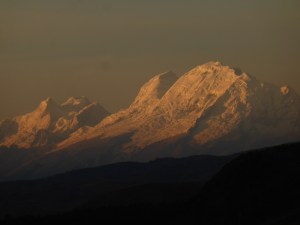 Sunset over the snowy peaks. Just stunning