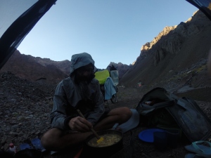 Our last wild camping, on the other side of the tunnel kinds in Limbo between Argentina & Chile