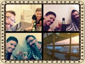 Taking care of bisness in the lounge