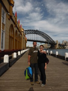 Sydney Harbor with the bridge and opera house in the background